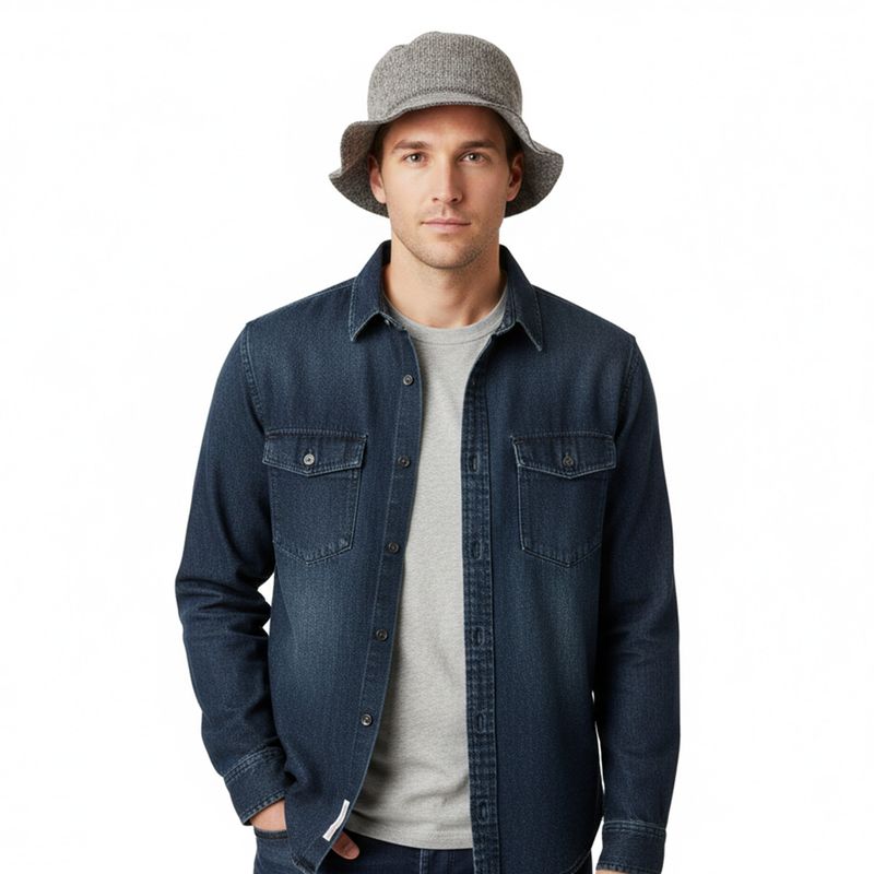 Dolce & Gabbana Lt Grey Virgin Wool Textured Bucket Hat - Winter Hat-